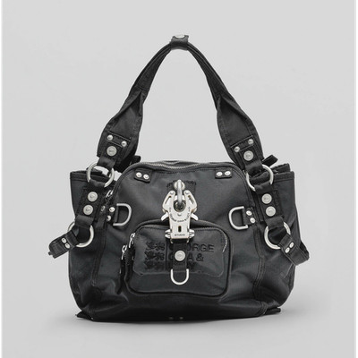 George Gina & Lucy Black SYMBOLESSA Shoulder Bag Studded Zip Silver Hardware