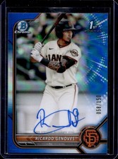 2022 Bowman Ricardo Genoves Chrome Prospect Auto Blue Refractor #/150 Giants
