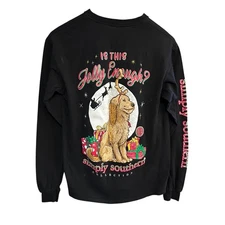 Simply Southern Christmas T-shirt Black Longsleeve Golden As Reindeer Sz Medium