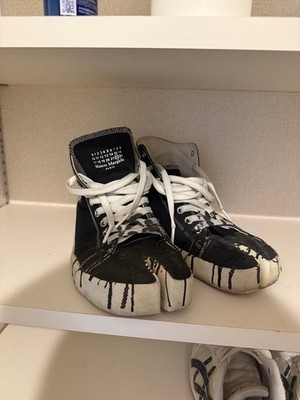 Maison Margiela Sneakers Shoes Tabi Black x White Canvas High cut Men's US9 EX