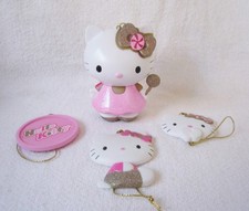 Christmas Ornament HELLO KITTY Pink and Gold Ornament  3 Flat Ornaments r5
