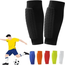Youth Adult Soccer Shin Guards Lightweight Calf Protective Gear & Honeycomb Pads
