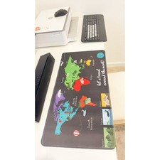 Colorful World Map Large Gaming Mouse Pad 23.6"x11.5" Non-Slip Desk Keyboard Mat