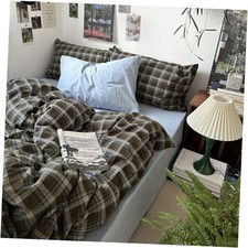 Buffalo Plaid Duvet Cover - 3 Piece Washed Twin XL 009 Brown light Blue Plaid