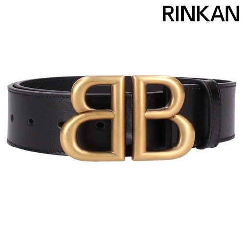Balenciaga x Gucci Hacker Project BB Logo Leather Belt Men's 80 Black Gold