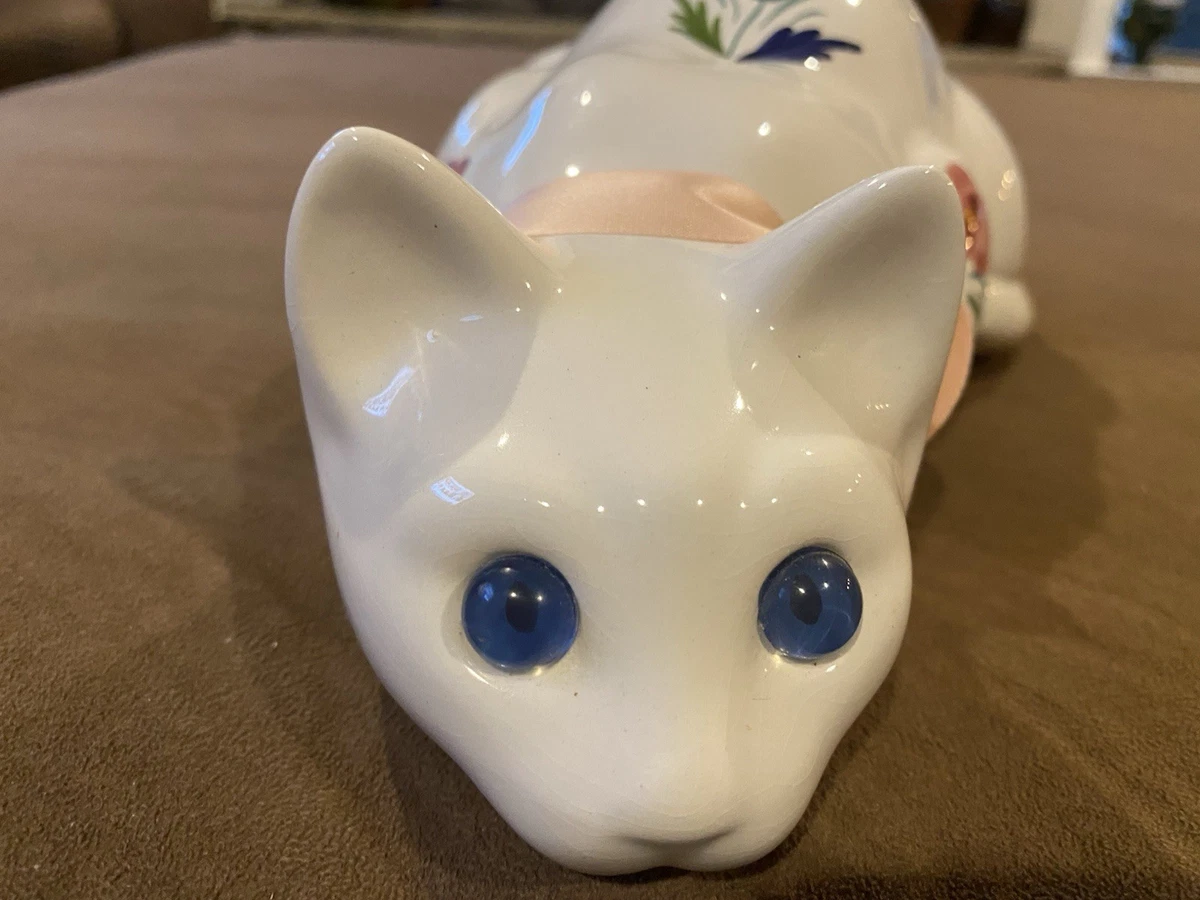 Figurine chat siamois, chaton en céramique yeux bleus, cadeau pour amoureux des chats, décoration d'étagère - France