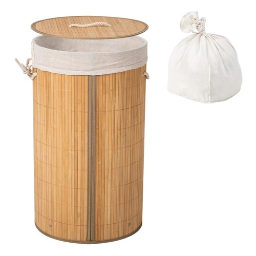 Laundry Hamper with Lid, Bamboo Laundry Basket with Handles & Removable Liner...