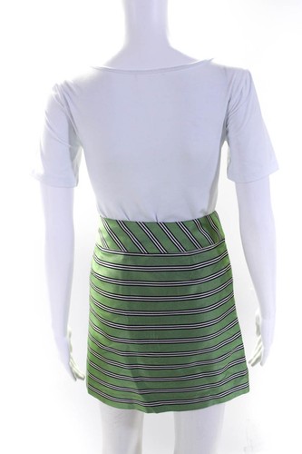 J Crew Womens Green Striped Silk Lined Mini A-line Skirt Size 4 - Picture 3 of 5