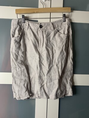 Max Mara Weekend Leinenrock grau UK 10 gerade knielang Sommerrock