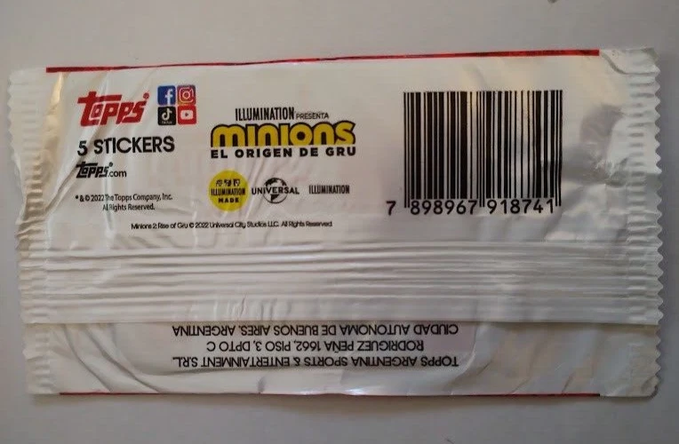Pack Pegatinas Topps Minions The Rise of Gru Versión Argentina 2022 Foto 2 de 2