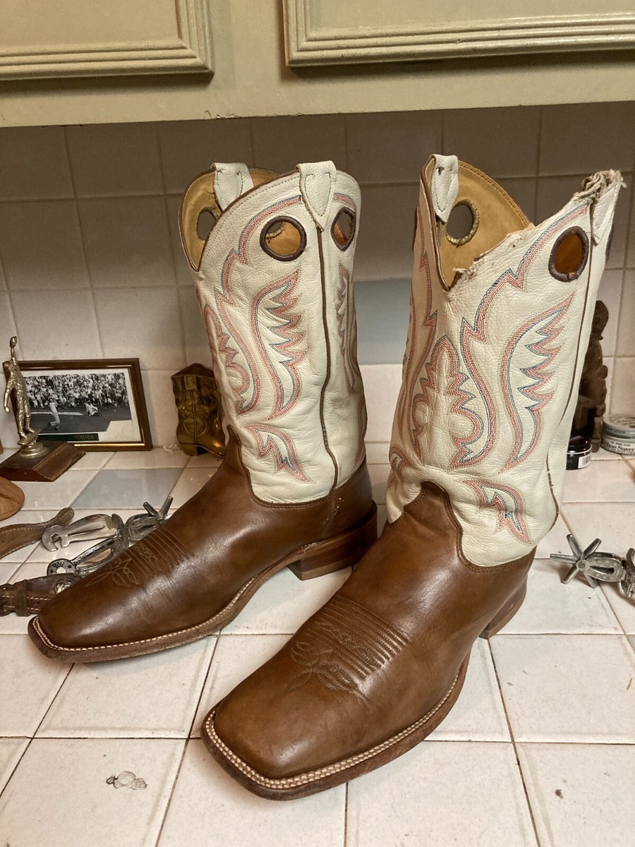 justin boots ウエスタンブーツ　made usa Justin BR 301 BROWN SQUARE TOE WESTERN HAND MADE COWBOY BOOTS