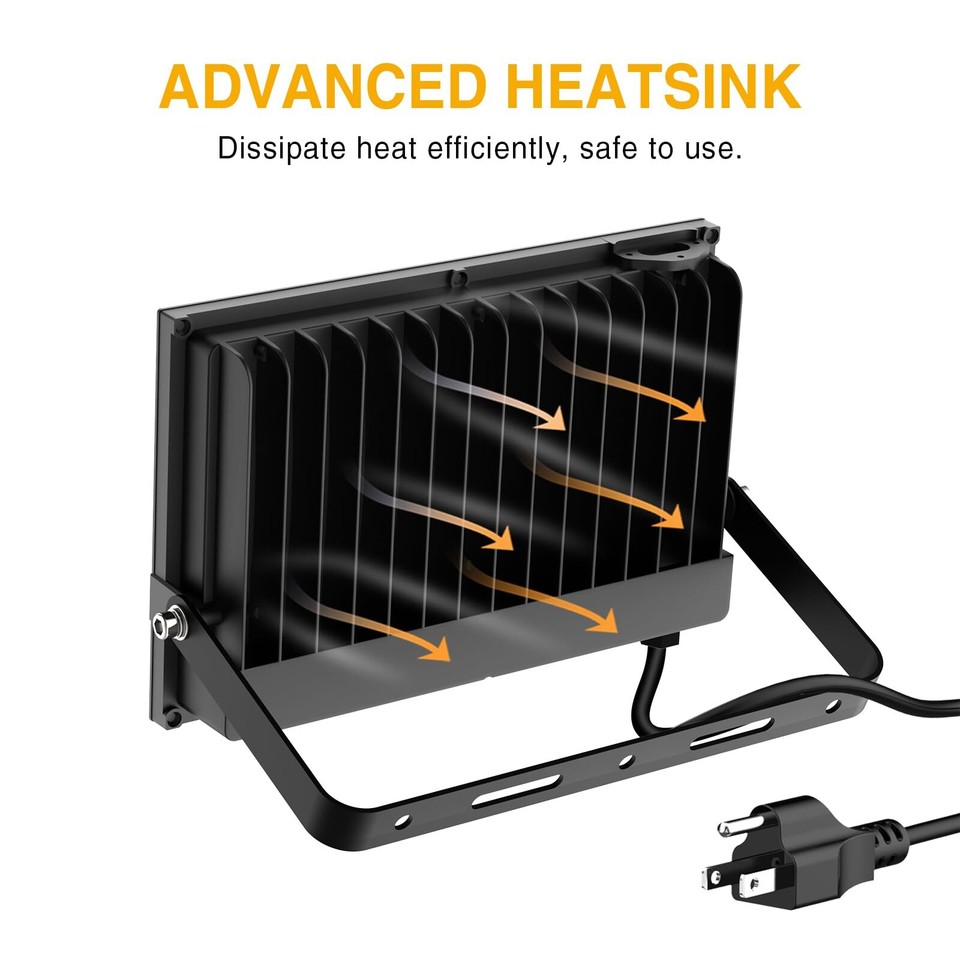 100W Flood Lights Outdoor, 9000lm Bright LED Work Light with Plug