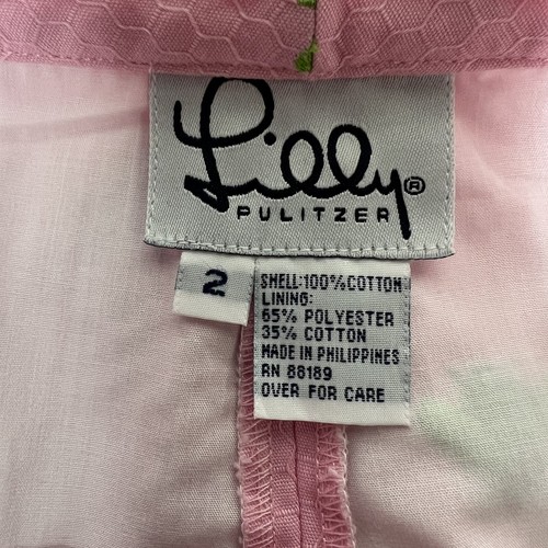 lilly pulitzer women’s pink cropped pants with green embroidered bees size 2 - Picture 8 of 9