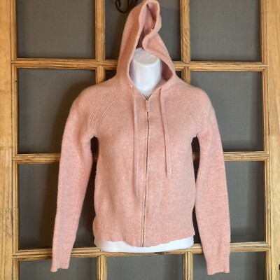 Old Navy Girls Pink 100% Lambs Wool Knitted Hooded Sweater Size M 14x18  Full Zip