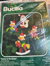 Bucilla Christmas Heirloom Felt Kit 82069 Santa  His Elves Jeweled Stitchery C2