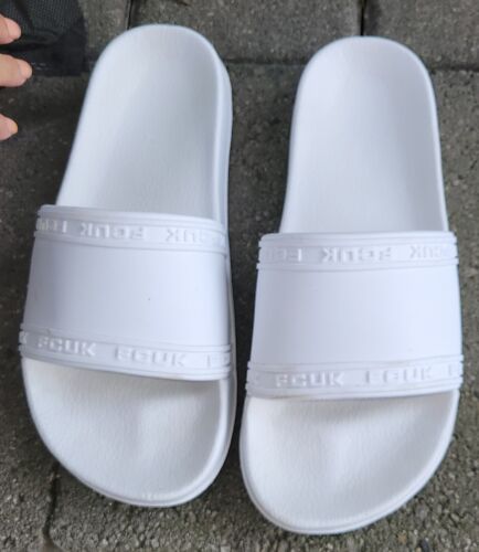 FCUK White Slide Sandal Size 8 - Picture 1 of 3