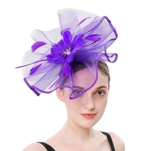 Mesh Kentucky Fascinators Headband Flower Feather Derby Tea Party Hat for Women - Picture 4 of 24