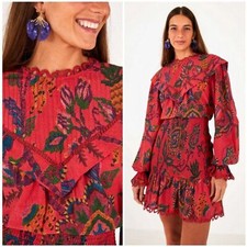 💕FARM RIO💕 Red Sunset Tapestry Mini Dress ~ Blush Pink Small S NWT