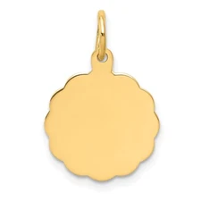 14k Yellow Gold .011 Gauge Engravable Scalloped Disc Charm Pendant for Women