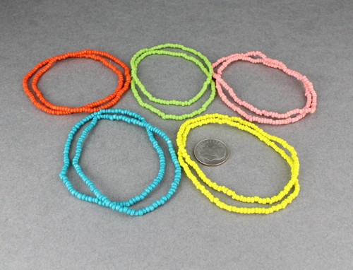 10 Teal Yellow Orange green Pink bracelets seed bead stretch set beaded stack - Picture 4 of 7