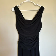 R&M Richards Womens Sleeveless Black Ruched Wide Leg Jumpsuit Size 6