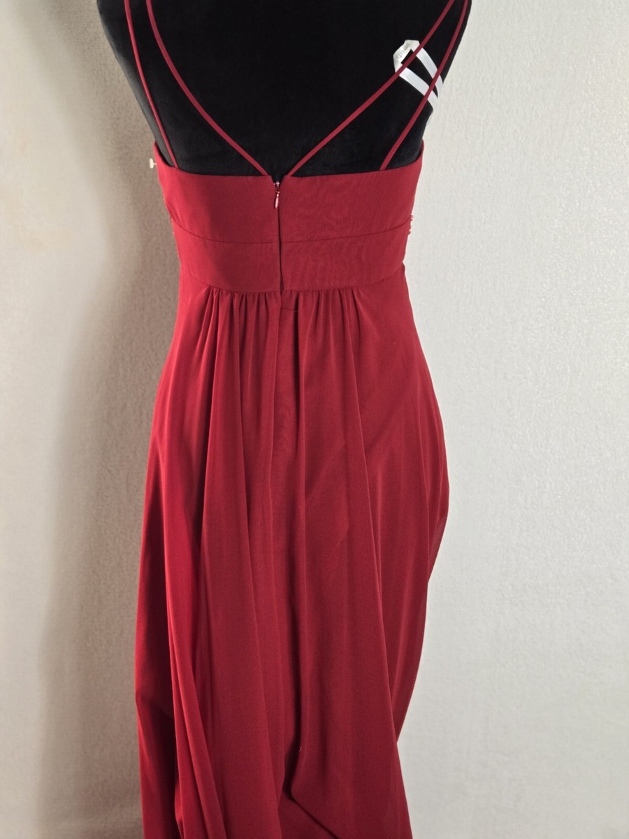 spaghetti strap chiffon dress with beaded empire Plus Size Spaghetti Crystal Beaded Chiffon Empire Waist Wedding Gown-7 –  DorrisDress main image 1
