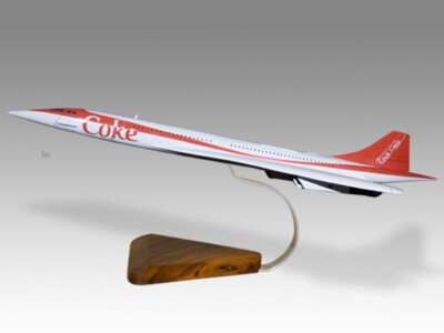 Concorde Coca Cola Desk Wood Airplane New Model Large Scale 1/144