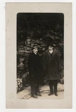 RPPC TWIN Brothers Dressed In Suit Coat & Hats 1904-1918 AZO Real Photo Postcard