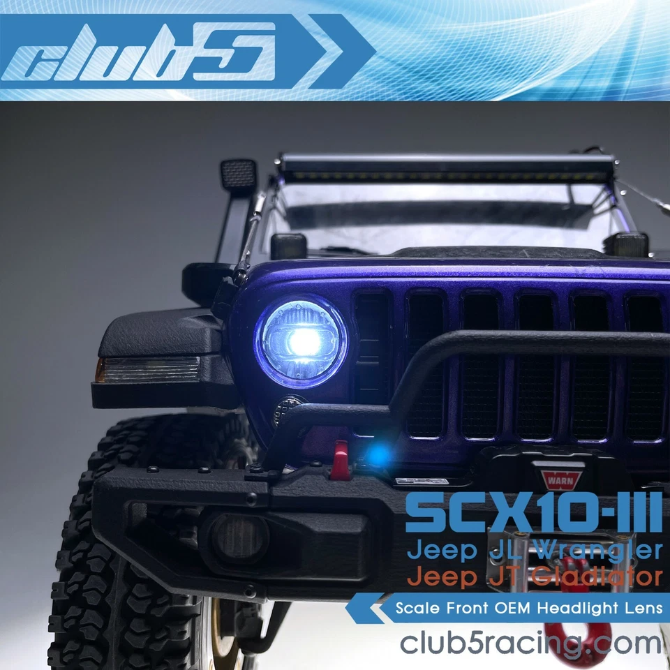 Scale OEM Front Headlight Lens for SCX10 III Jeep JL Wrangler / JT Gladiator - Image 3 of 4