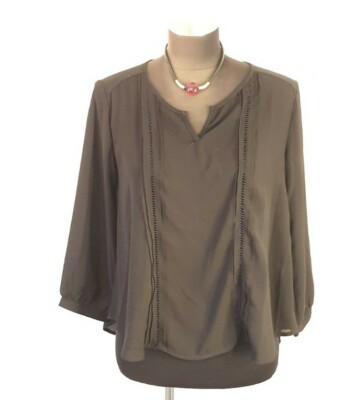 LUSH Black Semi Sheer 3/4 Sleeve Blouse Size Small