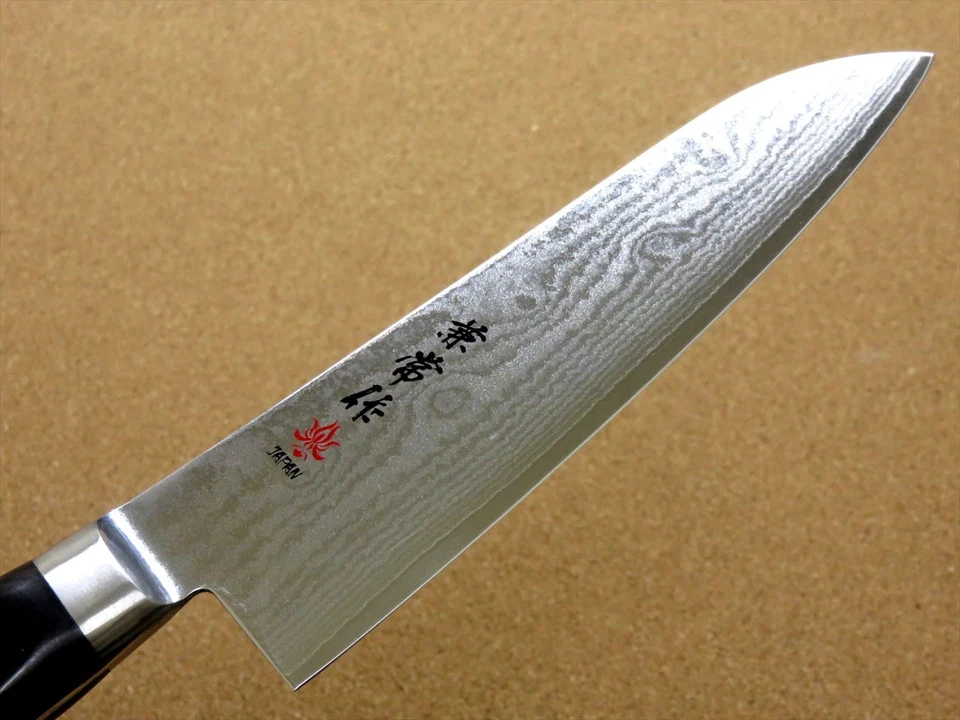 Японский кухонный нож Kanetsune Santoku 180 мм 7 дюймов VG-10 дамасский SEKI ЯПОНИЯ - Изображение 4 из 4