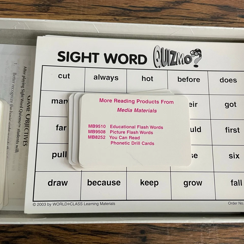 QUIZMO Sight Word Set 2 Bingo Game Learning Advantage 8213 Ages 5-9 - Image 3 of 4