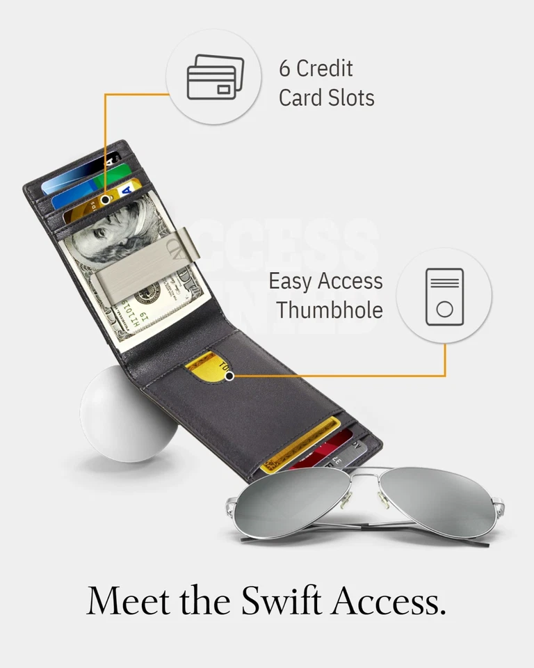 Carteras delgadas para hombres con clip para dinero billetera plegable portatarjetas RFID billeteras para hombres Foto 3 de 4