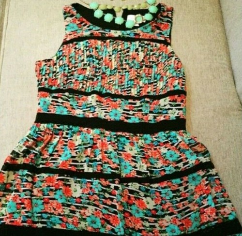 $138 Jessica Simpson Vestido sin mangas de ganchillo de gasa floral múltiple ~ 8,8 M3020 - Imagen 7 de 11