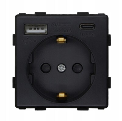 Steckdoseneinsatz 230V schwarz USB-Ladegerät A C RTX SH