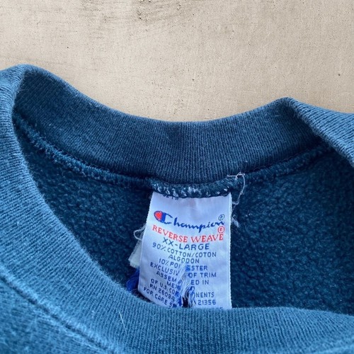 Vintage Champion Reverse Weave Teal 90s Crewneck Sweatshirt Size XXL Made in USA - Picture 3 of 8