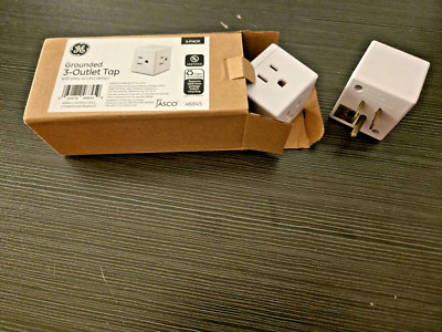 GE, POWER ADAPTER, 3-OUTLET, GROUNDED, CUBE TAP, WHITE, 2 PACK, JASCO