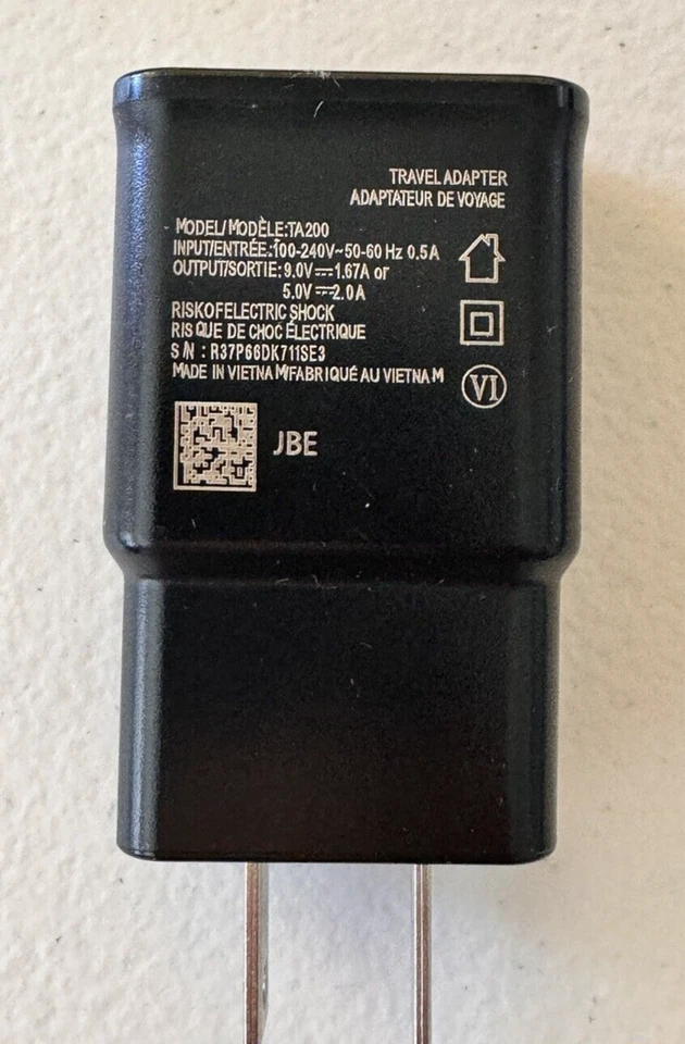 Lote de 20 adaptadores de alimentación cargadores de pared rápidos adaptables USB Samsung OEM negros Foto 4 de 4