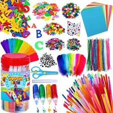 FUNZBO Arts And Crafts Supplies For Kids - School Craft Supplies Set With Glue