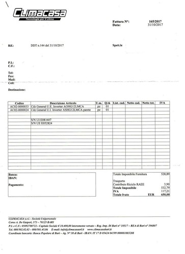 CONDIZIONATORE 12000 BTU/h INVERTER "GENERAL Fujitsu Limited" mod.ASHG12LMCA - Foto 4 di 4