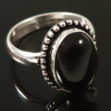 Aesthetic Black Onyx Gemstone 925 Sterling Silver Handmade Ring All Size S-41