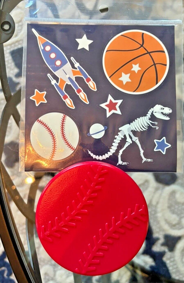 School Pottery Barn Disney Space Baseball Dinosaur ball star Sticker Set pre k . - Image 3 of 4
