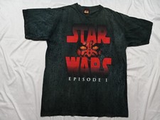 VTG Star Wars Episode 1 The Phantom Menace T-shirt Gray Black Tie-dye Sz XL