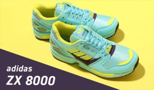 ADIDAS ORIGINALS ZX 8000 CLEAR AQUA/LIGHT AQUA/SHOCK YELLOW (EG8784) NEW US 11