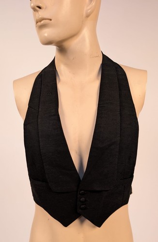 ANTIQUE 1920’S BLACK SILK WAIST COAT VEST
