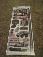 Scrapbooking Stickers Paper House 13" Army Hooah Soldier Jeep Tank Uniform Hero