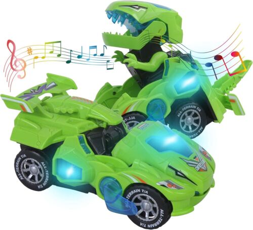 Toys for 3-6 Year Old Boys Transforming Car with LED Light and Green