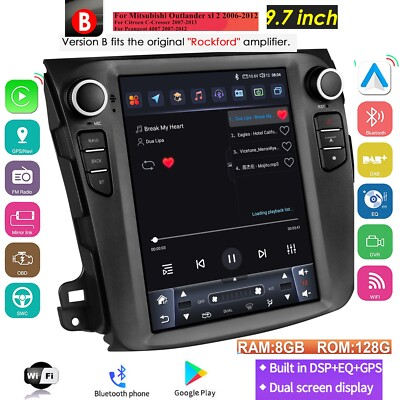 #ad For Mitsubishi Outlander 05 12 Rockford CarPlay 9.7quot; Car Radio GPS Stereo 128GB $256.49