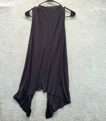CG Women's Sweater Top Black Knit Open Cardigan V-Neck Sleeveless