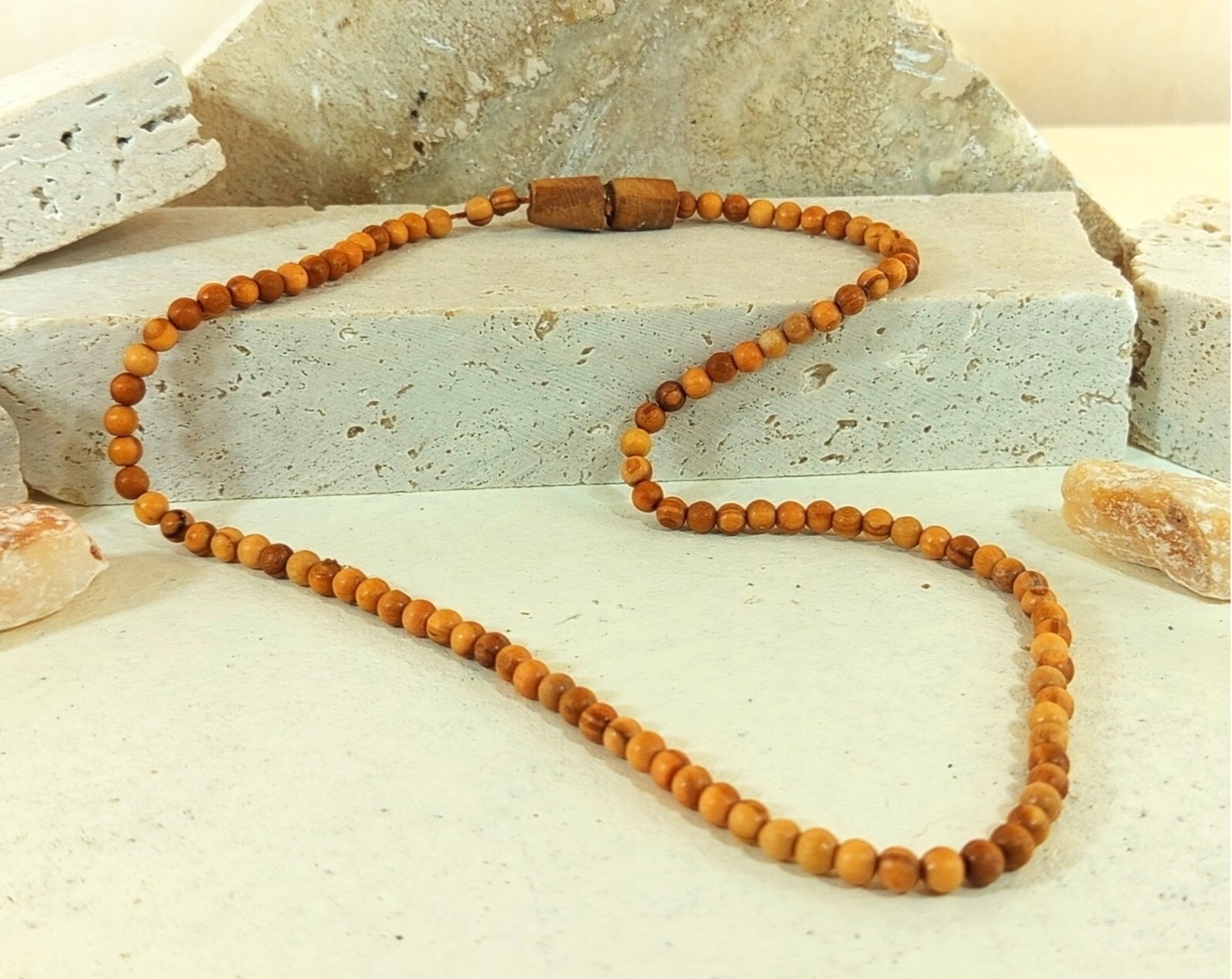 Handmade Olive Tree Beads 4mm Unisex Pendant Necklace-image